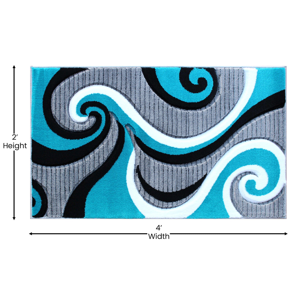 Turquoise,2' x 3' |#| Modern High-Low Sculpted Swirl Design Abstract Area Rug - Turquoise - 2' x 3'