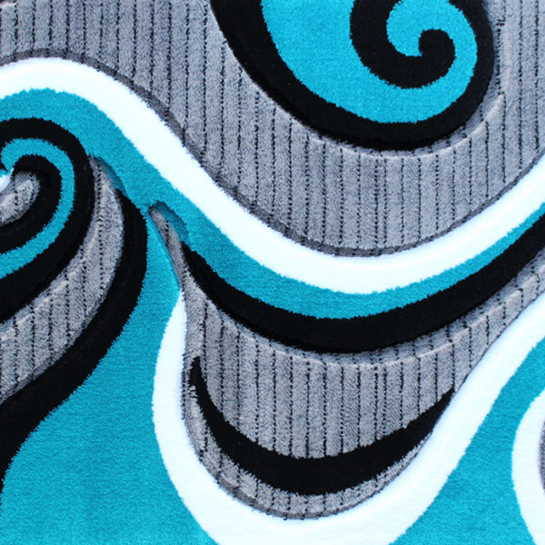 Turquoise,3' x 16' |#| Modern High-Low Sculpted Swirl Design Abstract Area Rug - Turquoise - 3' x 16'