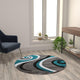 Turquoise,4' Round |#| Modern High-Low Sculpted Swirl Design Abstract Area Rug - Turquoise - 4' x 4'