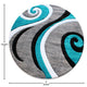 Turquoise,4' Round |#| Modern High-Low Sculpted Swirl Design Abstract Area Rug - Turquoise - 4' x 4'