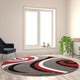 Red,8' Round |#| Modern High-Low Sculpted Swirl Design Abstract Area Rug - Red - 8' x 8'