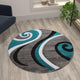 Turquoise,4' Round |#| Modern High-Low Sculpted Swirl Design Abstract Area Rug - Turquoise - 4' x 4'