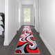 Red,3' x 16' |#| Modern High-Low Sculpted Swirl Design Abstract Area Rug - Red - 3' x 16'