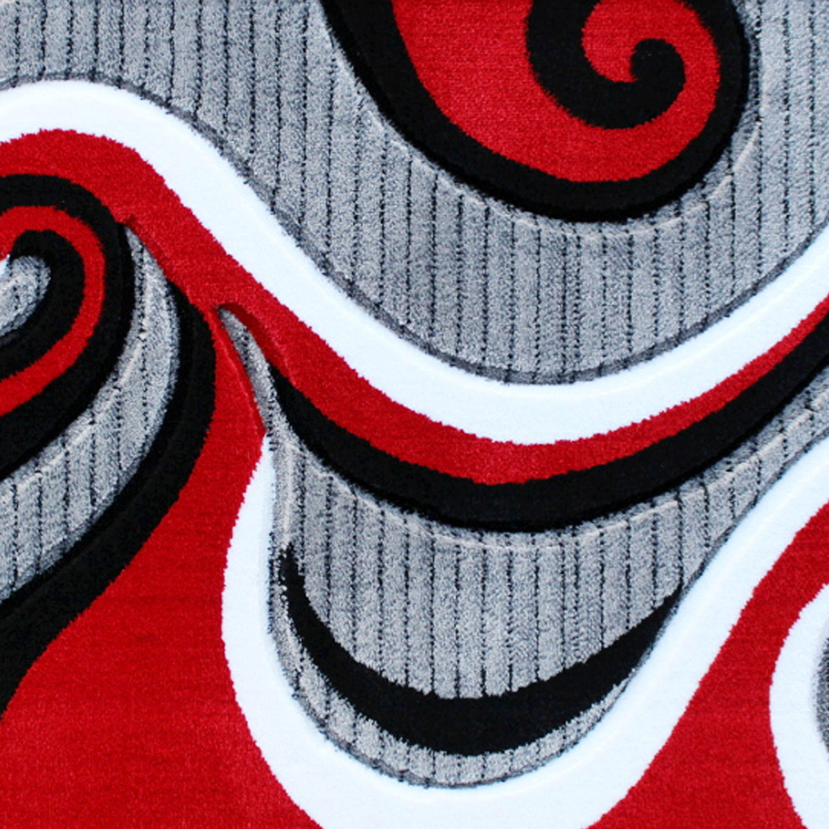 Red,3' x 16' |#| Modern High-Low Sculpted Swirl Design Abstract Area Rug - Red - 3' x 16'