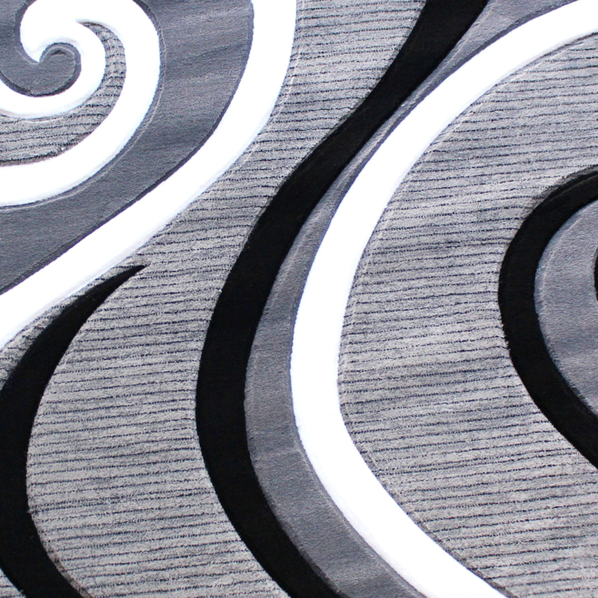 Grey,3' x 16' |#| Modern High-Low Sculpted Swirl Design Abstract Area Rug - Gray - 3' x 16'