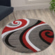 Red,4' Round |#| Modern High-Low Sculpted Swirl Design Abstract Area Rug - Red - 4' x 4'