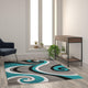 Turquoise,5' x 7' |#| Modern High-Low Sculpted Swirl Design Abstract Area Rug - Turquoise - 5' x 7'