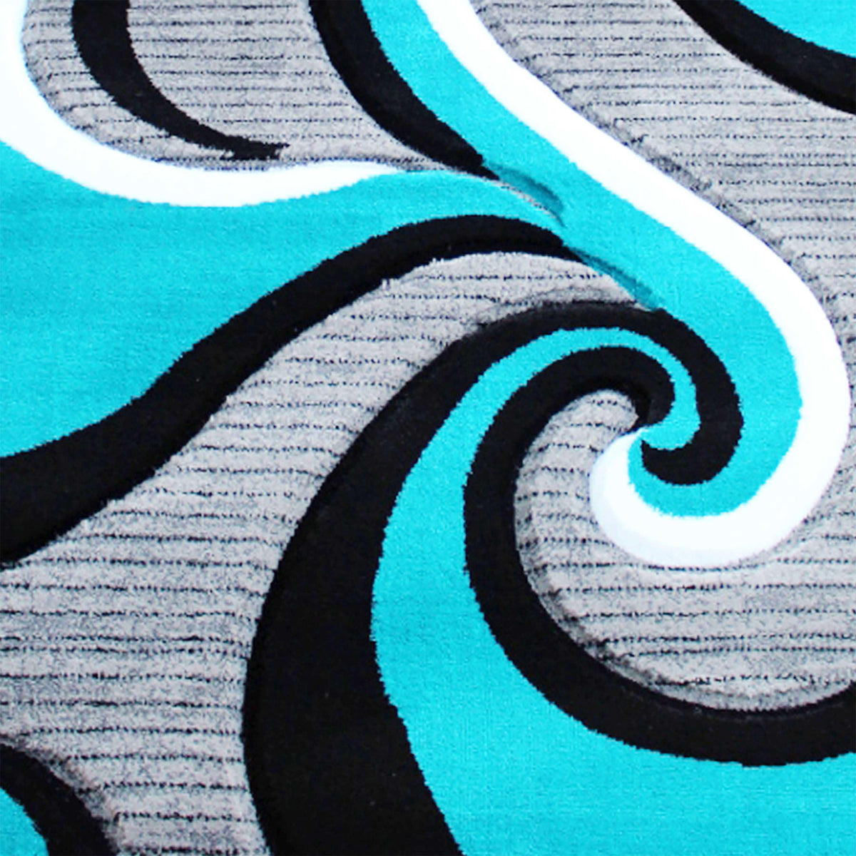 Turquoise,3' x 10' |#| Modern High-Low Sculpted Swirl Design Abstract Area Rug - Turquoise - 3' x 10'