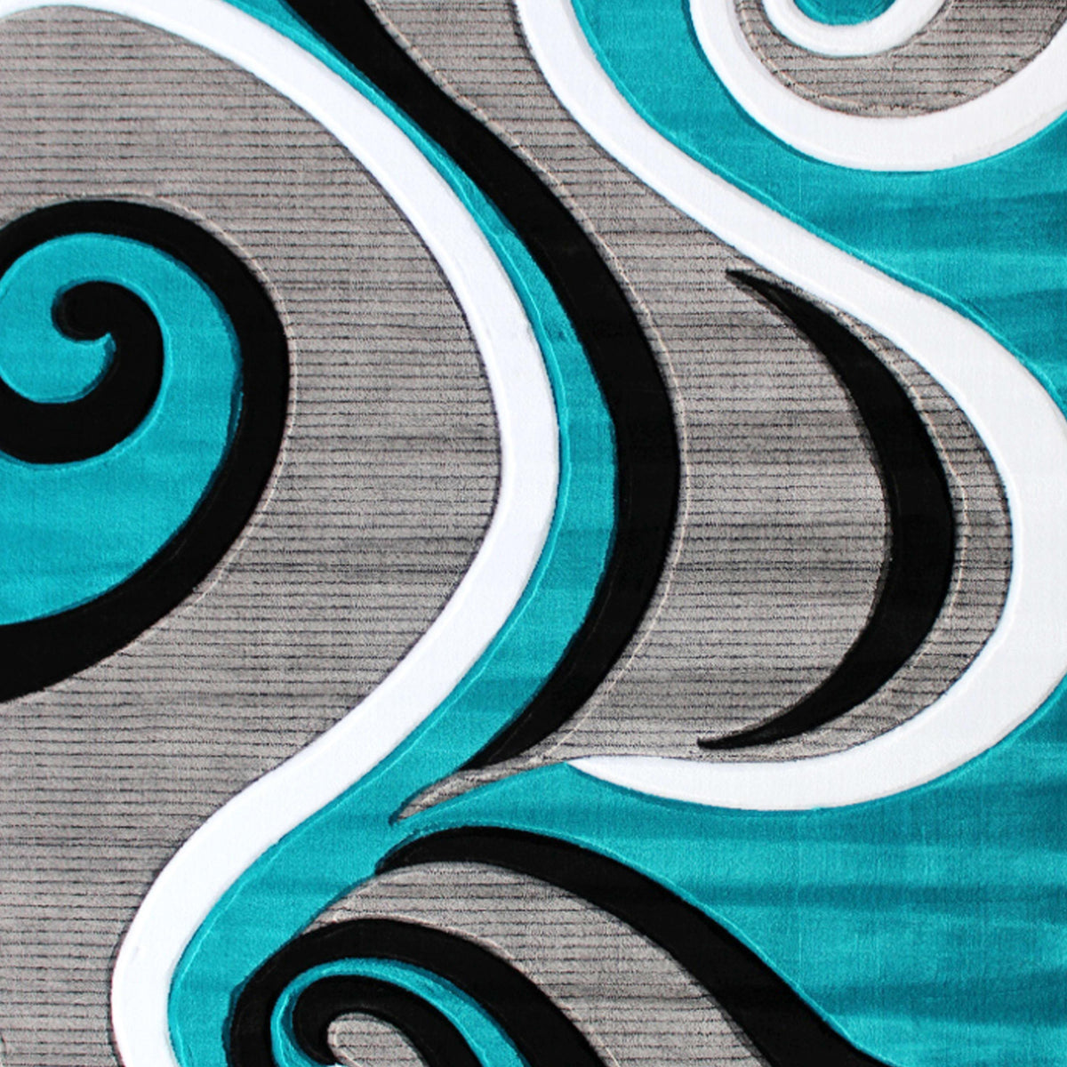 Turquoise,5' x 7' |#| Modern High-Low Sculpted Swirl Design Abstract Area Rug - Turquoise - 5' x 7'