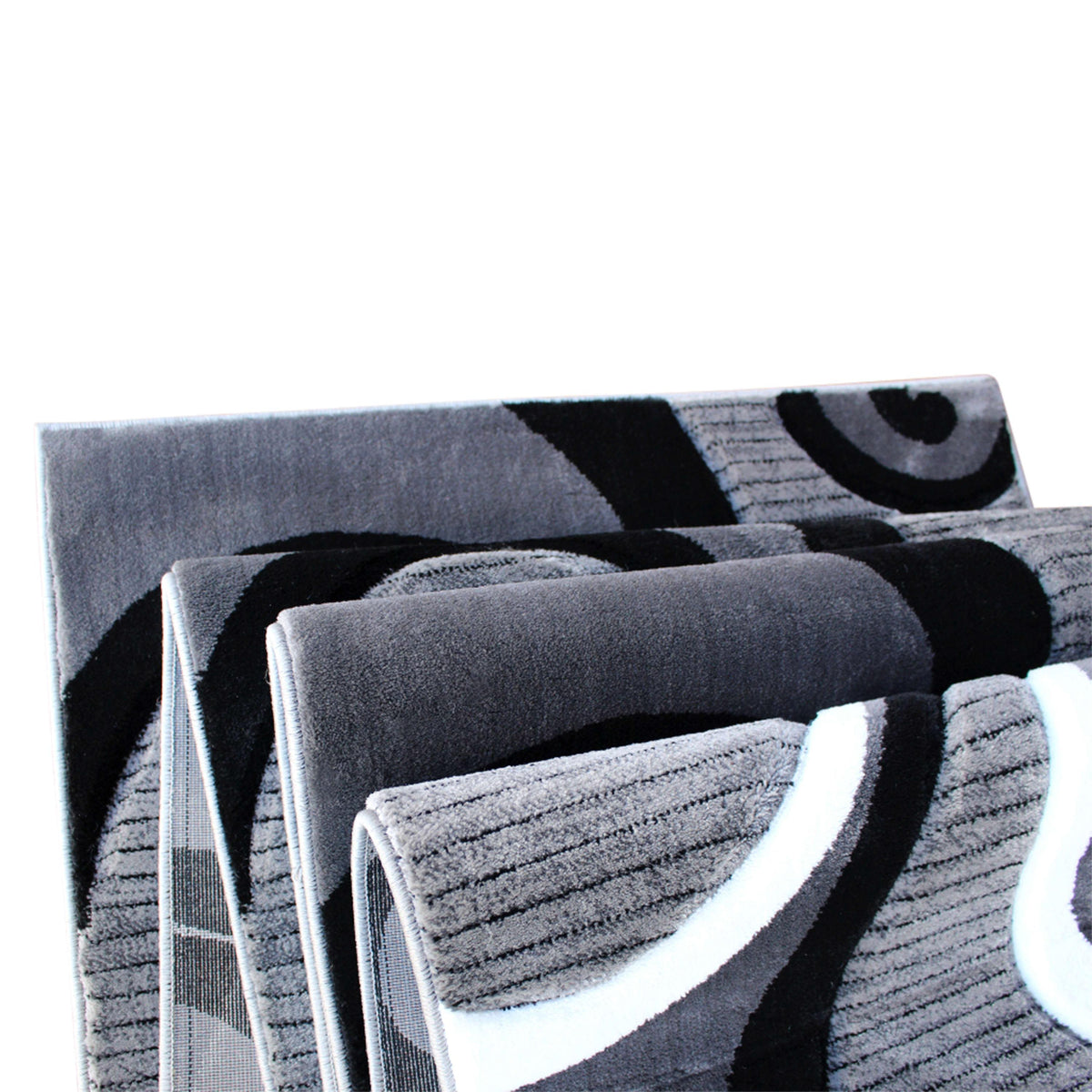 Grey,3' x 10' |#| Modern High-Low Sculpted Swirl Design Abstract Area Rug - Gray - 3' x 10'