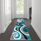 Turquoise,2' x 7' |#| Modern High-Low Sculpted Swirl Design Abstract Area Rug - Turquoise - 2' x 7'