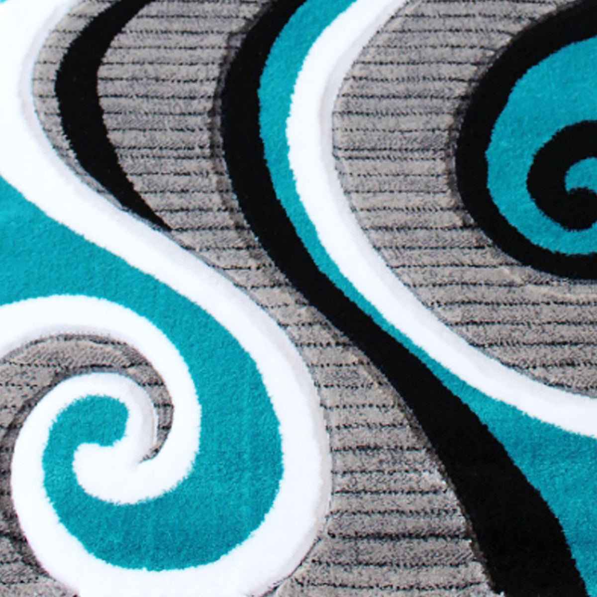 Turquoise,2' x 7' |#| Modern High-Low Sculpted Swirl Design Abstract Area Rug - Turquoise - 2' x 7'