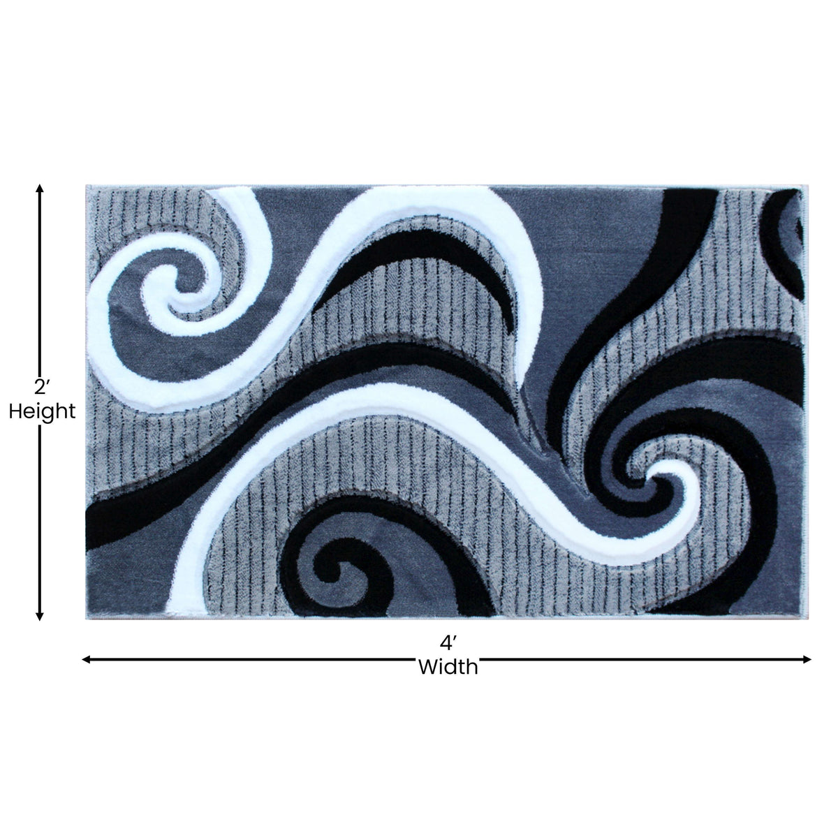 Grey,2' x 3' |#| Modern High-Low Sculpted Swirl Design Abstract Area Rug - Gray - 2' x 3'