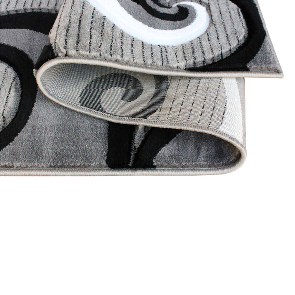 Grey,2' x 7' |#| Modern High-Low Sculpted Swirl Design Abstract Area Rug - Gray - 2' x 7'
