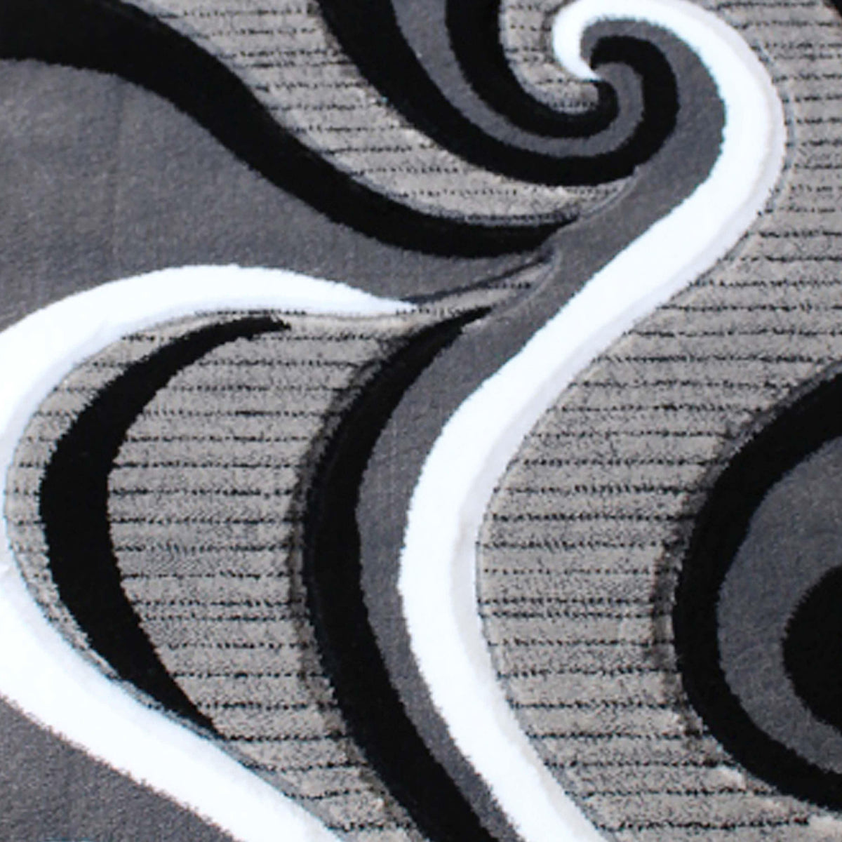 Grey,2' x 7' |#| Modern High-Low Sculpted Swirl Design Abstract Area Rug - Gray - 2' x 7'