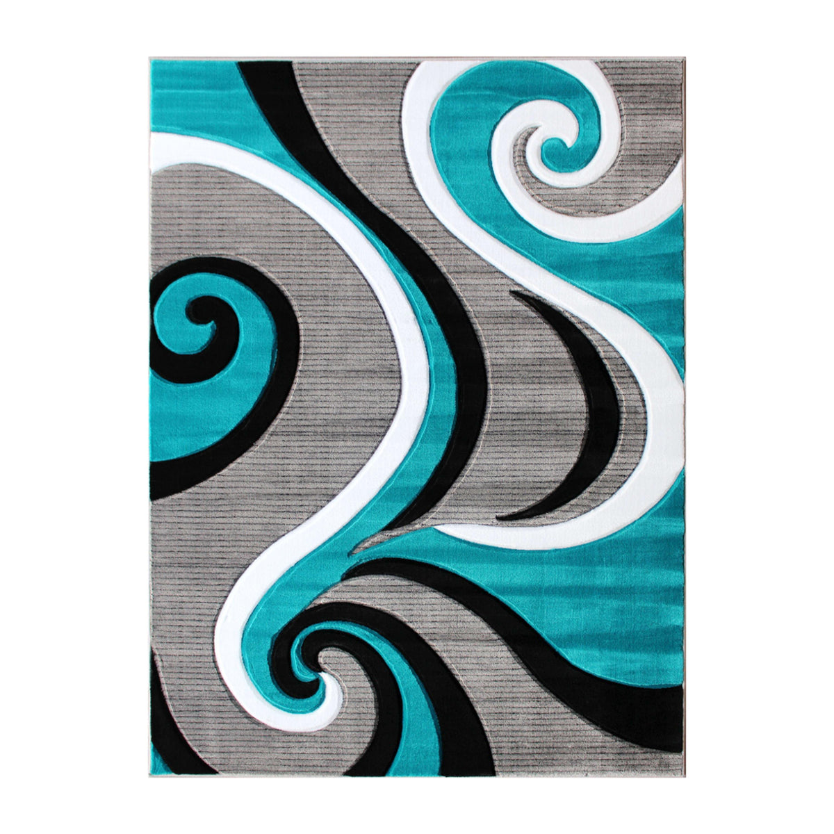 Turquoise,8' x 10' |#| Modern High-Low Sculpted Swirl Design Abstract Area Rug - Turquoise - 8' x 10'