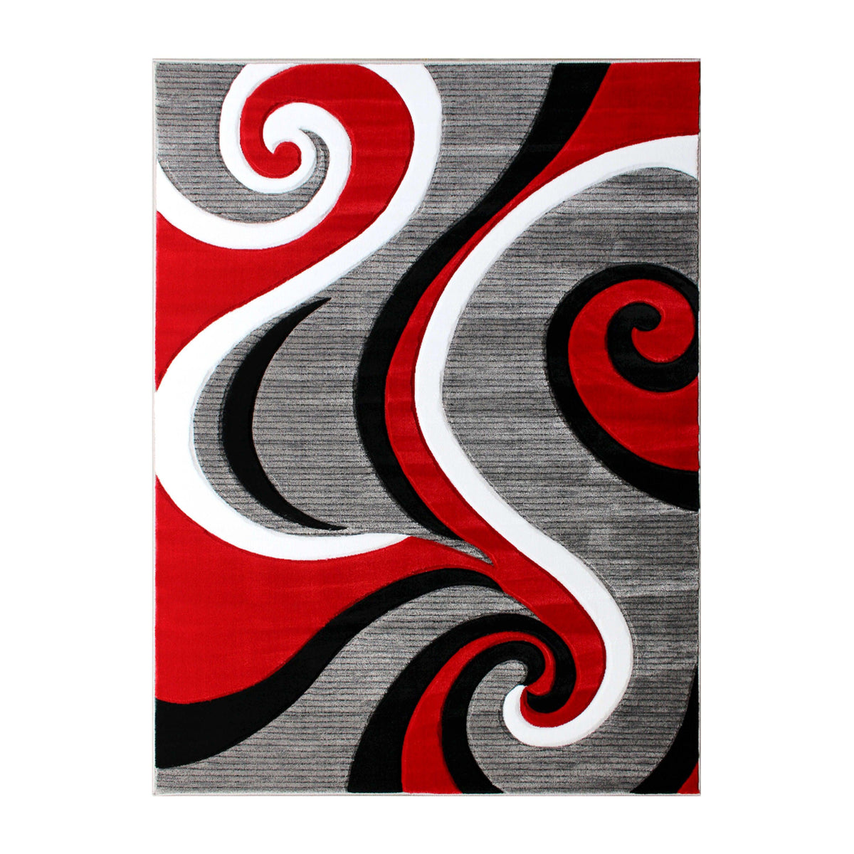 Red,8' x 10' |#| Modern High-Low Sculpted Swirl Design Abstract Area Rug - Red - 8' x 10'