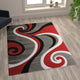 Red,5' x 7' |#| Modern High-Low Sculpted Swirl Design Abstract Area Rug - Red - 5' x 7'