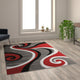 Red,5' x 7' |#| Modern High-Low Sculpted Swirl Design Abstract Area Rug - Red - 5' x 7'