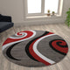 Red,5' Round |#| Modern High-Low Sculpted Swirl Design Abstract Area Rug - Red - 5' x 5'