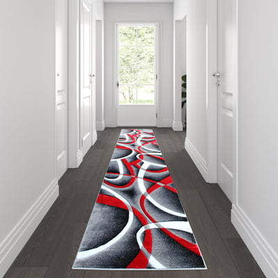 Atlan Collection Abstract Area Rug - Olefin Rug with Jute Backing - Entryway, Living Room or Bedroom