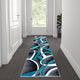 Turquoise,2' x 7' |#| Modern Ribboned Design High-Low Pile Abstract Area Rug in Turquoise - 2' x 7'
