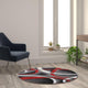 Red,4' Round |#| Modern Ribboned Design High-Low Pile Abstract Area Rug in Red - 4' x 4'