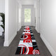 Red,3' x 16' |#| Modern Geometric Design Abstract Area Rug - Red, Black, & Gray - 3 x 16