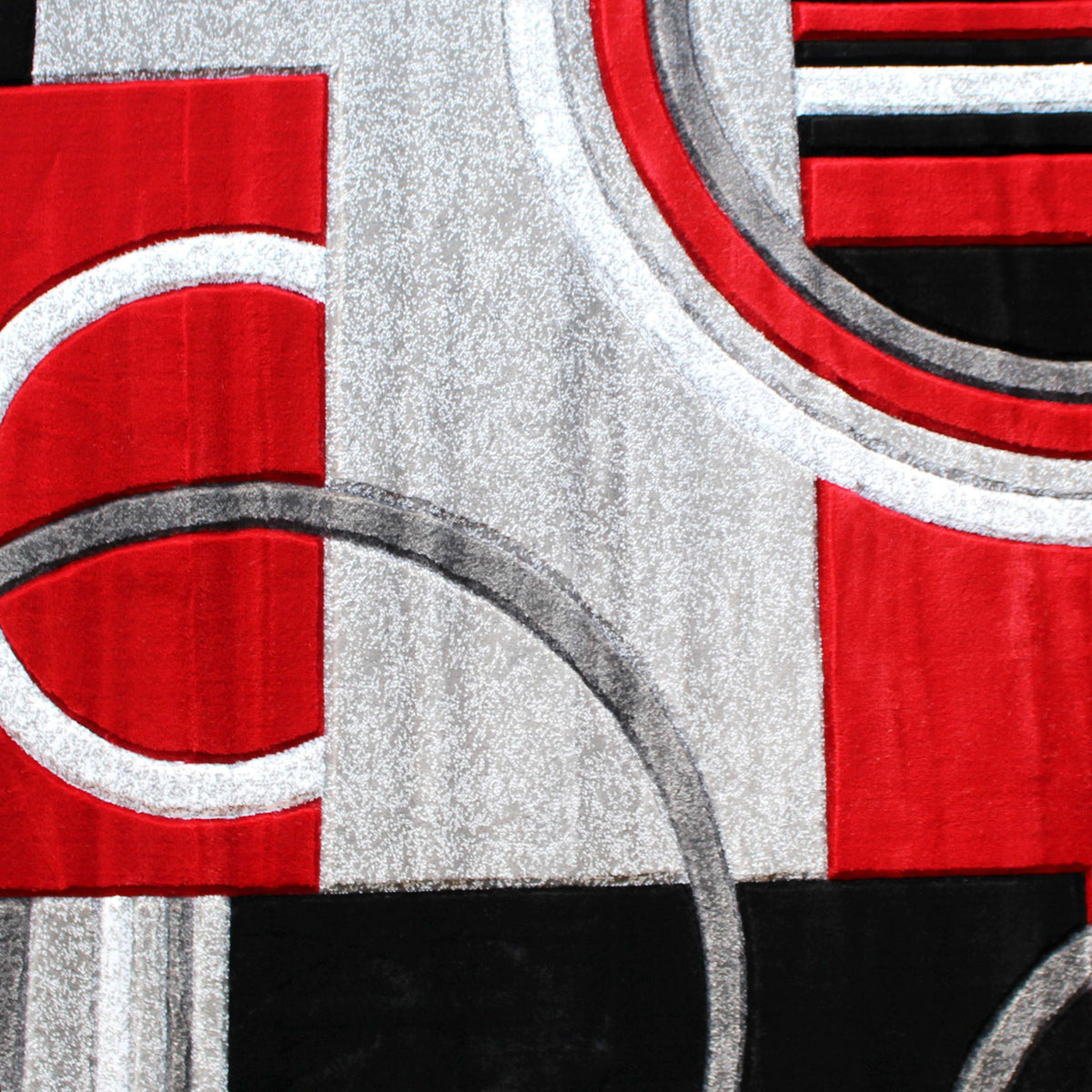 Red,5' Round |#| Modern Geometric Design Abstract Area Rug - Red, Black, & Gray - 5 x 5