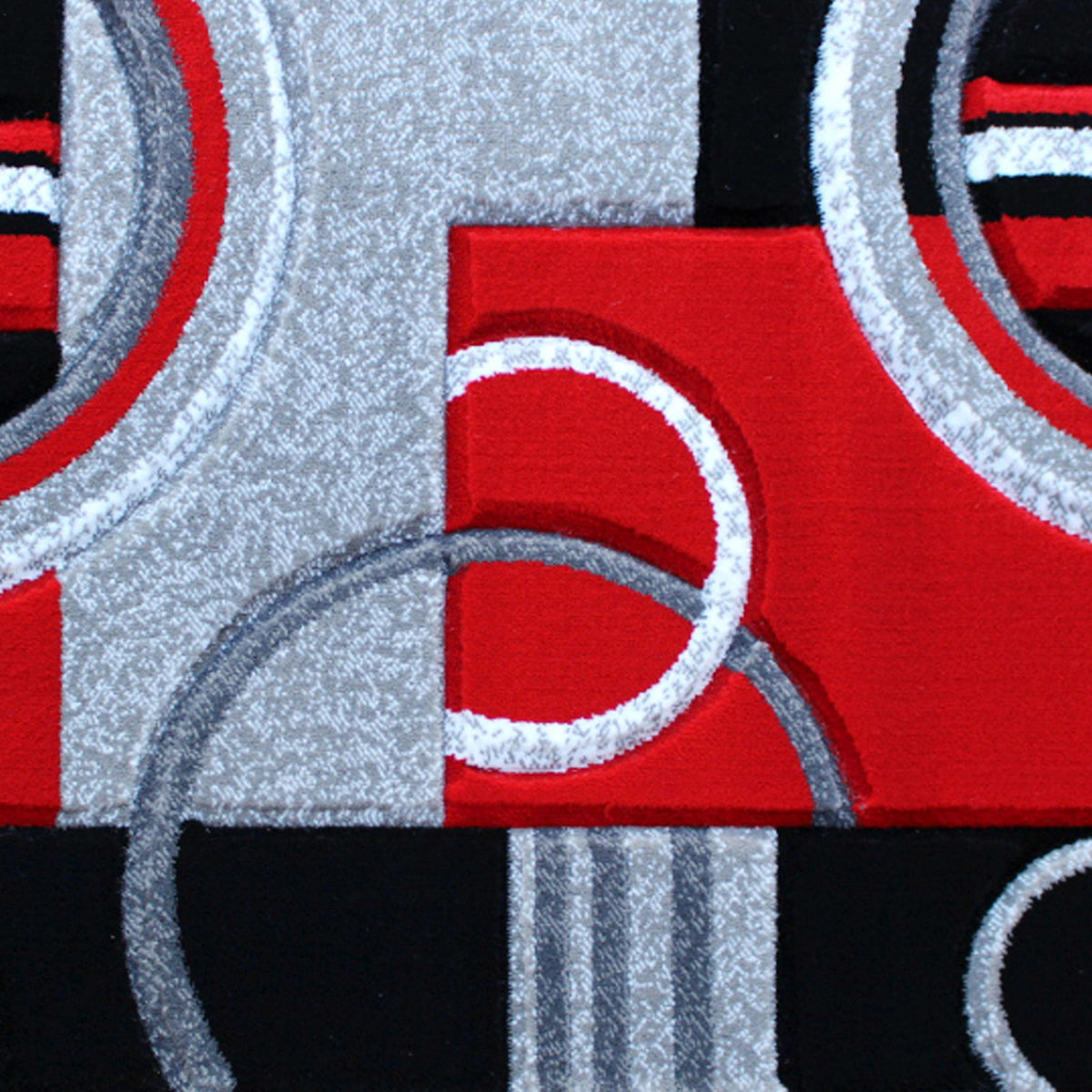 Red,3' x 10' |#| Modern Geometric Design Abstract Area Rug - Red, Black, & Gray - 3 x 10