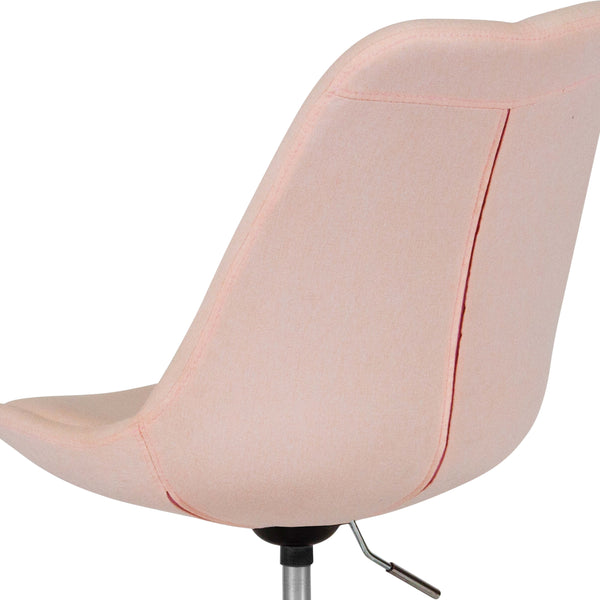 Pink |#| Mid-Back Pink Fabric Task Office Chair with Pneumatic Lift and Chrome Base