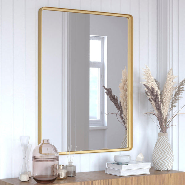 Gold,30"W x 40"L |#| Large Rectangular Accent Mirror with 2 Inch Deep Frame in Gold - 30" x 40"