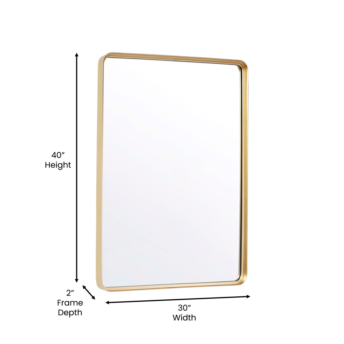 Gold,30"W x 40"L |#| Large Rectangular Accent Mirror with 2 Inch Deep Frame in Gold - 30" x 40"