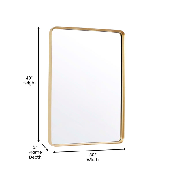 Gold,30"W x 40"L |#| Large Rectangular Accent Mirror with 2 Inch Deep Frame in Gold - 30" x 40"