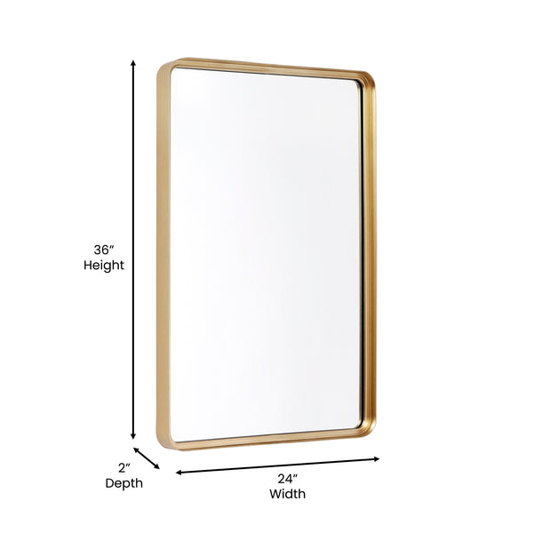 Gold,24"W x 36"L |#| Large Rectangular Accent Mirror with 2 Inch Deep Frame in Gold - 24" x 36"