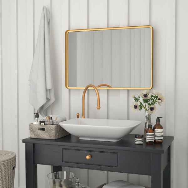 Gold,24"W x 36"L |#| Large Rectangular Accent Mirror with 2 Inch Deep Frame in Gold - 24" x 36"