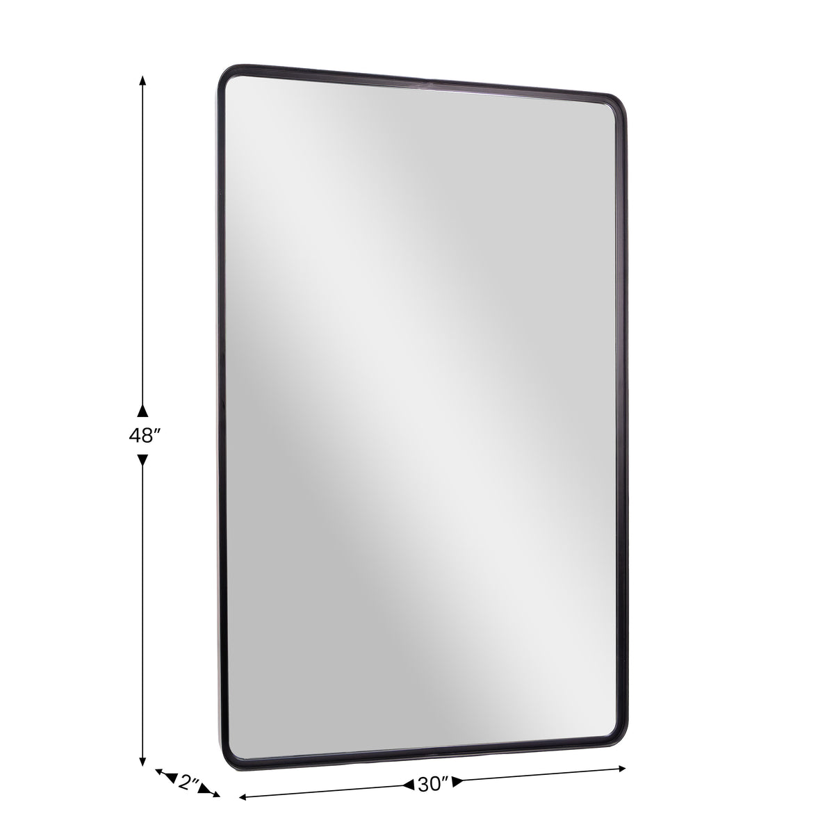 Black,30"W x 48"L |#| Large Rectangular Accent Mirror with 2 Inch Deep Iron Frame in Black - 48" x 30"