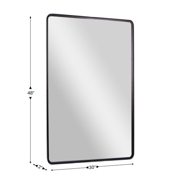 Black,30"W x 48"L |#| Large Rectangular Accent Mirror with 2 Inch Deep Iron Frame in Black - 48" x 30"