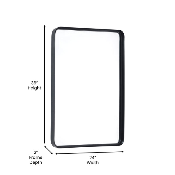 Black,24"W x 36"L |#| Large Rectangular Accent Mirror with 2 Inch Deep Frame in Black - 24" x 36"