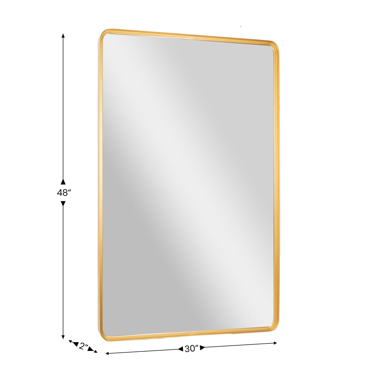 Gold,30"W x 48"L |#| Large Rectangular Accent Mirror with 2 Inch Deep Iron Frame in Gold - 48" x 30"