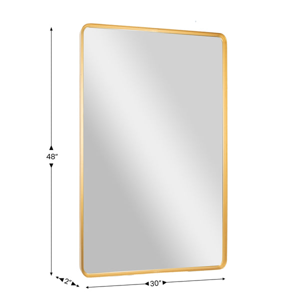 Gold,30"W x 48"L |#| Large Rectangular Accent Mirror with 2 Inch Deep Iron Frame in Gold - 48" x 30"