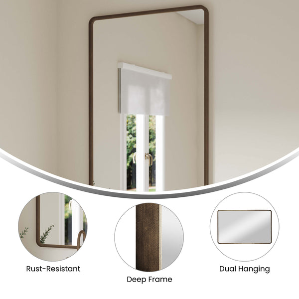 Bronze,30"W x 48"L |#| Large Rectangular Accent Mirror with 2 Inch Deep Iron Frame in Brnze - 48" x 30"