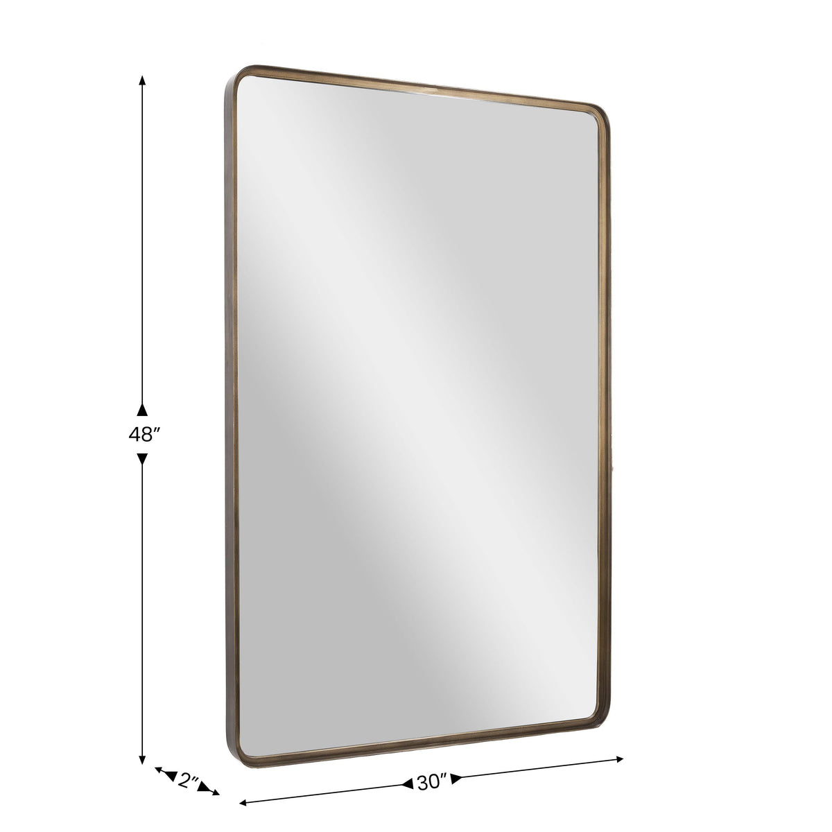 Bronze,30"W x 48"L |#| Large Rectangular Accent Mirror with 2 Inch Deep Iron Frame in Brnze - 48" x 30"