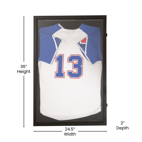 Black |#| Wooden Jersey Display Case with Foam Board and Keyed Lock in Black-24x36