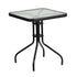 Clear Top/Black Frame |#| 23.5" Square Tempered Glass Metal Table with Smooth Ripple Design Top