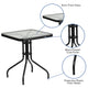 Clear/Black |#| 23.5inch Square Tempered Glass Metal Table with Smooth Ripple Design Top