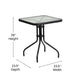 Clear/Black |#| 23.5inch Square Tempered Glass Metal Table with Smooth Ripple Design Top