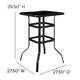 27.5inch Square Black Tempered Glass Bar Height Metal Patio Bar Table