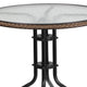 Clear/Dark Brown |#| 28inch RD Glass Metal Table w/ Dk Brown Rattan Edging & 2 Dk Brown Rattan Chairs