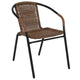 Clear/Dark Brown |#| 28inch RD Glass Metal Table w/ Dk Brown Rattan Edging & 2 Dk Brown Rattan Chairs